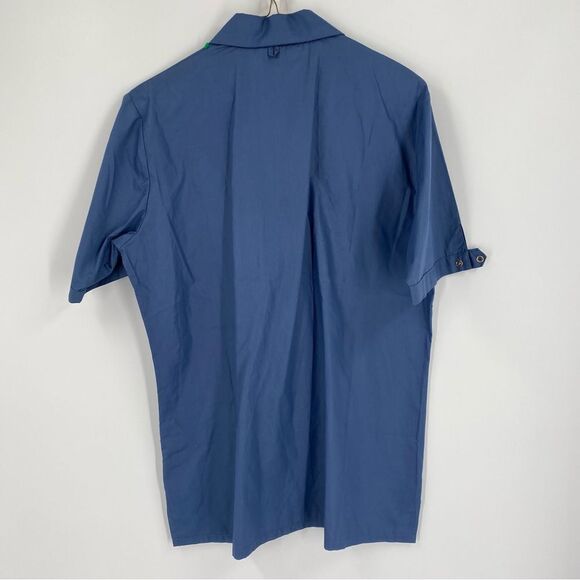 Oui Women’s Short Sleeve 1/4 Snap Closing Collared Blue Shirt size 38 - Picture 3 of 3